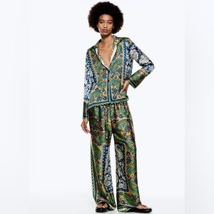 Zara Multi-Colored Flowy Printed Shirt NWT